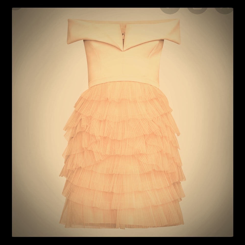 BCBG Ruffled Off Shoulder Dress